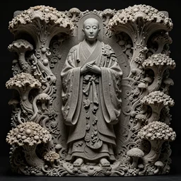 ancient japanese monk, by kiki smith, by zdzisław beksinski, by wangechi mutu, full body, zoomed out, mycelium, mycena acicula, tremella - fuciformis, insanely detailed and intricate, hypermaximalist, elegant, ornate, hyper realistic