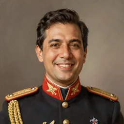 official portrait of a hispanic man wearing a ceremonial uniform, male, cheerful, detailed face, 19th century, highly detailed, digital art painting by greg rutkowski