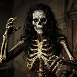 a sinister person with a skeleton painted on his skin, a scene from a vintage horror movie, contorted limbs, disfigured figure, highly detailed, cinematic lighting
