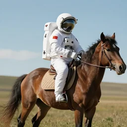 an astronaut riding a horse in the style of a photo.