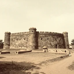 photochrom print of a west african fortress, 1 8 9 0.