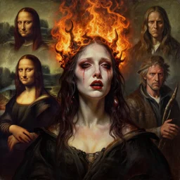 cinematic masterpiece bust portrait of a crying gothic degenerate cyberpunk trader demon goddess, head and bust only, crown of fire, by Wayne Barlowe, by Leonardo DaVinci, by Tim Hildebrandt, by Bruce Pennington, by Zdzisław Beksiński, by Paul Lehr, oil on canvas, masterpiece, trending on artstation, featured on pixiv, cinematic composition, astrophotography, dramatic pose, beautiful lighting, sharp, details, details, details, hyper-detailed, no frames, HD, HDR, 4K, 8K