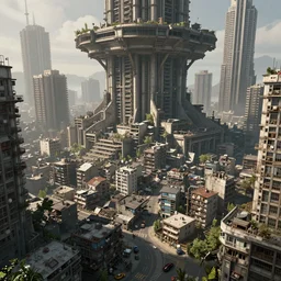 slums below a megastructure city, megacity, sci-fi, matte painting, concept art, hyper realistic, intricate details, hyperrealism, style by dylan cole