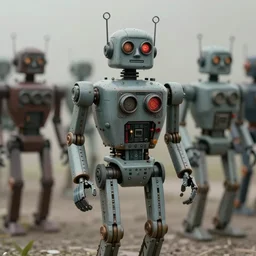 ( ( ( ( ( 1 9 5 0 s robot knome army. muted colors. ) ) ) ) ) by jean - baptiste monge!!!!!!!!!!!!!!!!!!!!!!!!!!!!!!