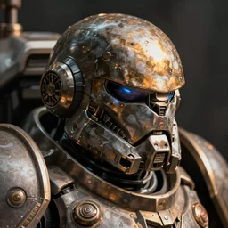 hyper realistic portrait of battle warhammer android head, cinematic, chaos marine, artstation, cgsociety, full head, greg rutkowski, james gurney, mignola, craig mullins, brom