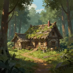 dream render of a gorean homestead in the woods, matte painting, digital painting, art by patrick moncrief, 3 d, environment visualization, games, animation, video games, aaa