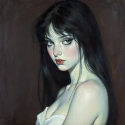 demon girl painted by Raymond Swanland