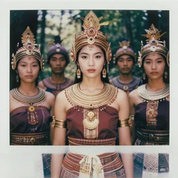 matte close - up portrait of beautiful tai warlords who assemble in the forest backlighting, ethnic costume, traditional decoration, elegant, loin cloth, highly detailed, 8 k, cinematic lighting, global illumination, ornate, super detailed, faded color polaroid, a colorized photo, colorized, # film, movie still