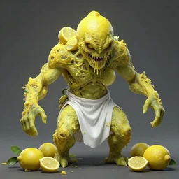 evil lemon cult, a person with white a tunic turns into a gross biopunk lemon creature, unreal engine