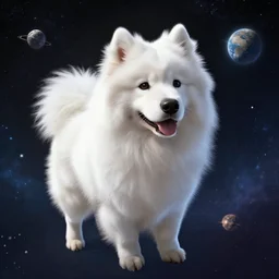 Samoyed in space, digital art, 8K