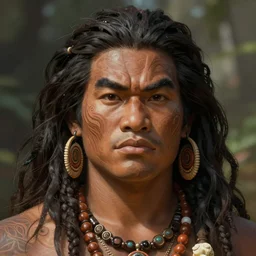 hawaiian god, close - up portrait, powerfull, intricate, elegant, volumetric lighting, scenery, digital painting, highly detailed, artstation, sharp focus, illustration, concept art, ruan jia, steve mccurry