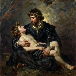 ivan the terrible cradling his dying son ivan, painting by ilya repin, extremely detailed, oil on canvas