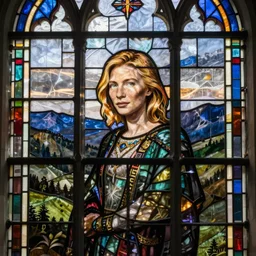 glass stained window of cate blanchett