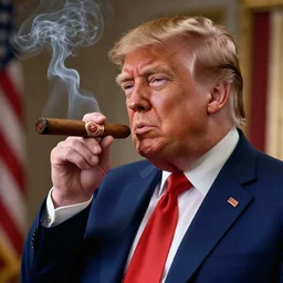a high quality photo of donald trump smoking a cigar, 3d scene, render, ultra realistic, artstation, cgsociety