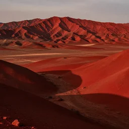 photography of the most beautiful place on mars, mountains and valleys, almost fantasy, red desert, red light, photorealistic, ultra detailed, sharp