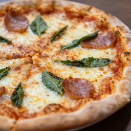 a extreme close-up photograph of a pizza, shot on sony alpha dslr-a300, good lighting