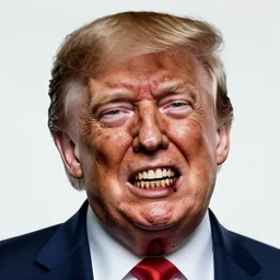 a portrait of donald trump's, flesh eating worms, macabre, horror saw teeth, horror rotten teeth, peeling face skin, by donato giancola and greg rutkowski and wayne barlow and zdzisław beksinski, realistic face, visible face, digital art, artstation, symmetry
