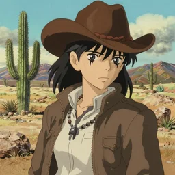 cowboy dream about desert with rocks, cactus, mountains, delicate features finely detailed perfect art, gapmoe yandere grimdark, trending on pixiv fanbox, painted by greg rutkowski makoto shinkai takashi takeuchi studio ghibli,