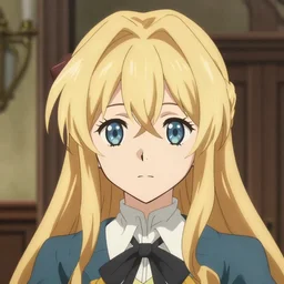 character face portrait of violet evergarden by kyoto animation, in a victorian home background, anime
