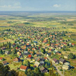 cloisonnism digital painting of sprawling village in no mans sky masterpiece moebius syd - mead bekskinski