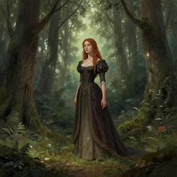 a queen of the forest, lost in the forest, detailed digital art by greg rutkowski.