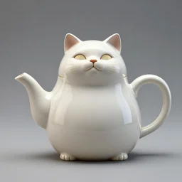fat cat shaped teapot, design by luigi colani, highly detailed, octane render, ray tracing, ambient occlusion, trending on artstation, 8 k