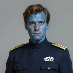 portrait of a man by greg rutkowski, chiss male, blue colored skin, he looks like zachary quinto, he is about 4 0 years old, wearing navy admiral uniform of the galactic alliance, star wars expanded universe, highly detailed portrait, digital painting, artstation, concept art, smooth, sharp foccus ilustration, artstation hq
