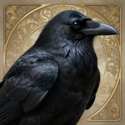 highly detailed black raven bird, deep focus, d & d, fantasy, intricate, elegant, highly detailed, digital painting, artstation, concept art, matte, sharp focus, illustration, hearthstone, art by artgerm and greg rutkowski and alphonse mucha