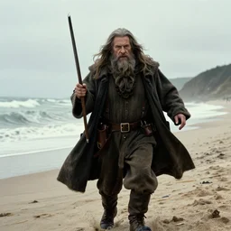 film still of Gandalf storming Normandy beach, still from Saving Private Ryan