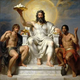 2 1 savage accuses travis scott of betrayal! zeus sits on the throne of olympus, heavenly marble, ambrosia served on golden platters, painting by gaston bussiere, craig mullins, j. c. leyendecker, tom of finland