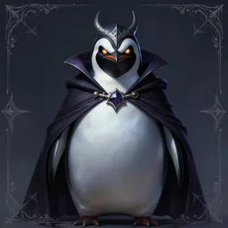 anthropomorphic evil penguin wearing a dark mystic cape, glowing eyes, dnd, character, fantasy, intricate, elegant, digital painting, artstation, concept art, smooth, 8 k frostbite 3 engine, ultra detailed, art by artgerm and greg rutkowski and magali villeneuve