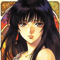 yoh yoshinari editorial illustration colorful anime portrait of shiina ringo, murata range, manga, ilya kuvshinov, fine texture, detailed, matte colors, perfect anime face, cinematic dramatic lighting, film grain, dynamic composition, moody, vivid, volumetric, alphonse mucha, stippled lighting