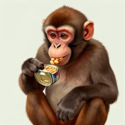 monkey eating a tin can of beans by gabriel ramos artstation