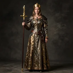 hyper realistic photo of medieval hunter queen full body, cinematic, artstation, cgsociety, greg rutkowski, brom