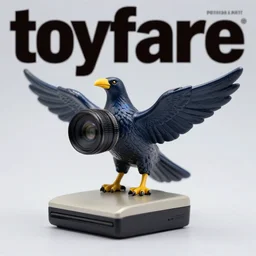 toyfare magazine cover of raven figurine. limited edition. studio lighting. 3 5 mm f / 2. 8 macro lens. polaroid - w 7 6 8