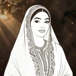 elegant Somali lady, line art