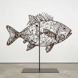 award winning iron and steel fishes sculpture by christian funnell