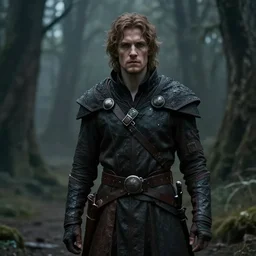 Medium shot of a typical character in the style of dark fantasy