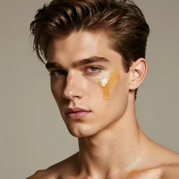 photo of a handsome young man with honey powers in the style of stefan kostic, realistic, sharp focus, 8 k high definition, insanely detailed, intricate, elegant, art by stanley lau and artgerm
