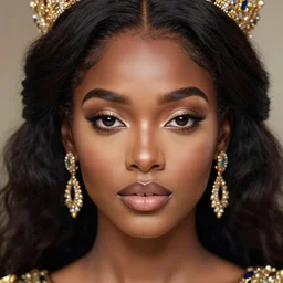 photo of a stunningly beautiful young black woman, highly detailed, 3 5 mm photo, artstation, concept art, sharp focus, 2 8 mm macro photo, incredibly beautiful and symmetrical face, incredibly detailed, award winning art, royal