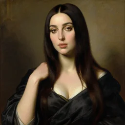 a beautiful painting of monica bellucci by felix resurreccion hidalgo, pre-raphaelite, detailed, trending on artstation, hd, masterpiece