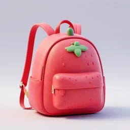 a backpack in strawberry fruit shape, digital art, artgem, octane render, blender guru, wlop, artstation, hasselblad photo, 4 k resolution, fashion design, product photo, product design, vivid colorful background, studio lighting, nft, strawberry