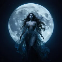 dark underwater portrait of the moon queen of the ocean by walter white, 3 5 mm