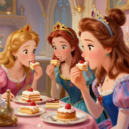 closeup face profile portrait of fairytale gothic princesses eating cakes, nicoletta ceccoli, mark ryden, hyper realistic, artstation, illustration, digital paint, matte paint, vivid colors, bright, cheerful, detailed and intricate cathedral kitchen environment