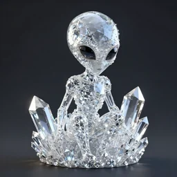 alien made of crystals and diamonds, glass, artstation