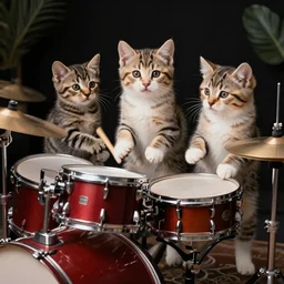 an amazing award winning photo of kittens playing drums, very detailed and sharp, 4k hdr, masterpiece