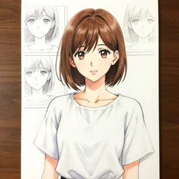 full upper-body portrait of a girl with short brown hair, wearing a white blouse, drawn by WLOP, by Avetetsuya Studios, attractive character, colored sketch anime manga panel, trending on Artstation