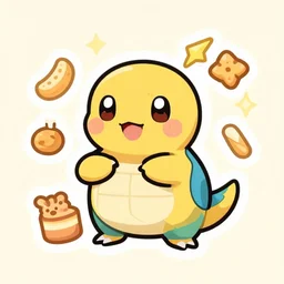 cute miss mascot tortank tortank blastoise food sticker art, cronobreaker, beeple game icon