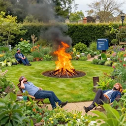 an english garden is on fire and the politicians don't care. the mail workers are exhausted.