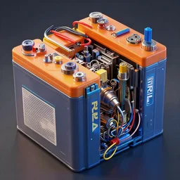 highly detailed 1 2 vdc, vrla, internal battery parts, concept art, character art, studio lightning, bright colors, intricate, masterpiece, photorealistic, hyperrealistic, sharp focus, high contrast, artstation hq, deviantart trending, 4 k uhd, unreal engine 5